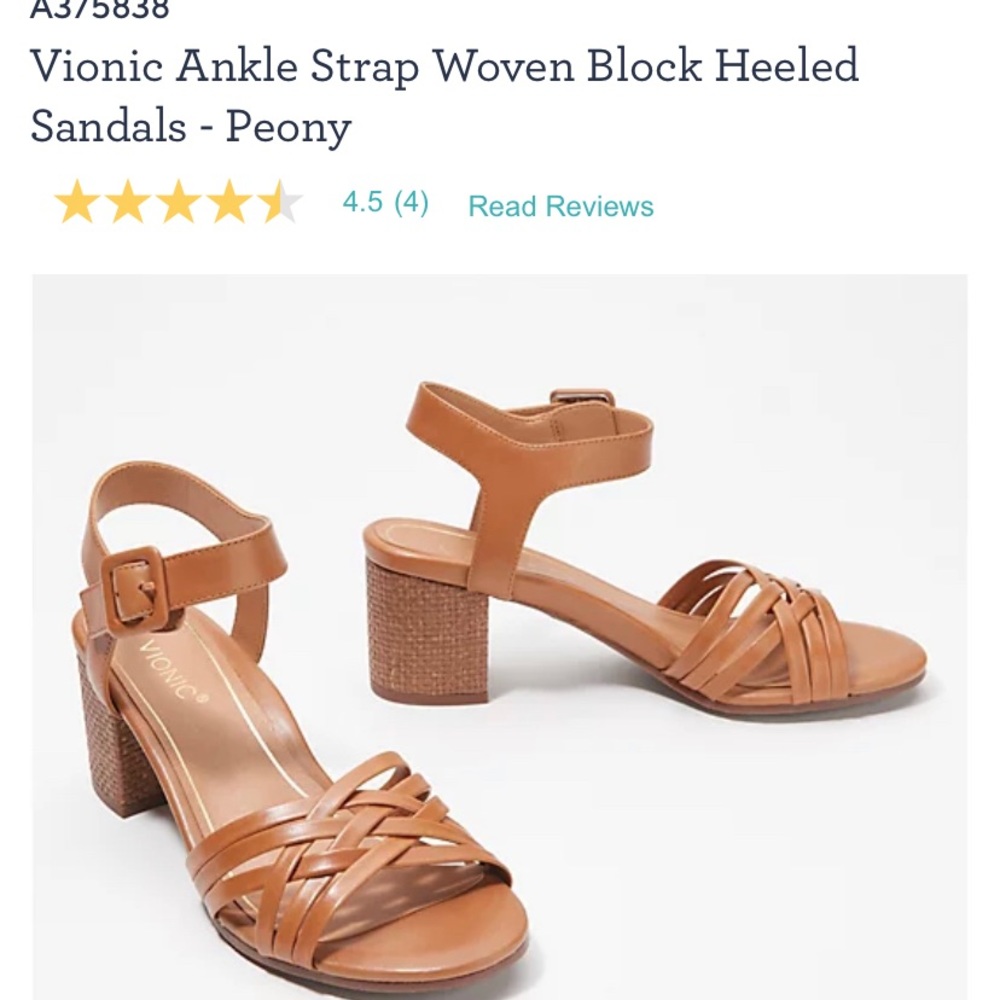 Vionic Ankle Strap Woven Block Heeled Sandals